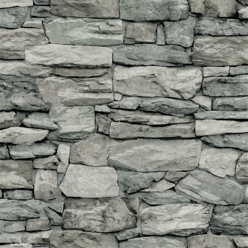 Roommates Stone Peel & Stick Wallpaper Grey Perspective: front