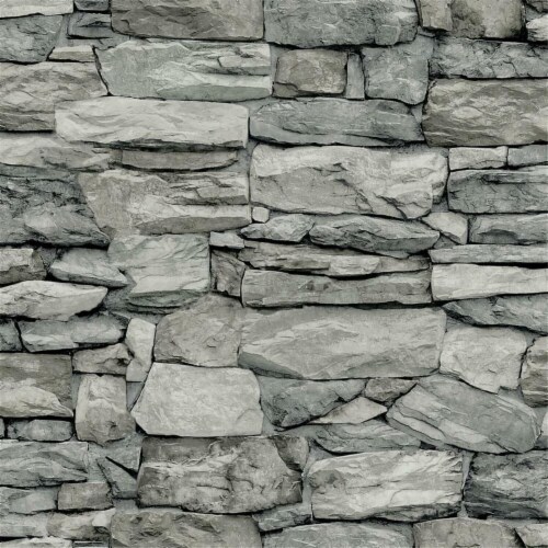 Roommates Stone Peel & Stick Wallpaper Grey Perspective: front