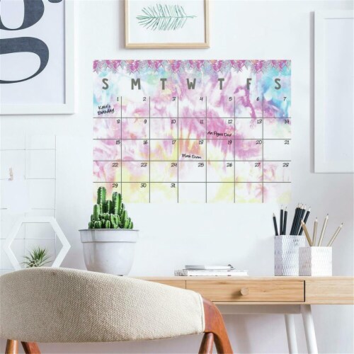 RoomMates RMK4492SCM TieDye Dry Erase Calendar Peel & Stick Giant Wall
