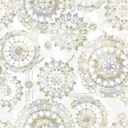 Roommates Tan & Blue Bohemian Peel & Stick Wallpaper Perspective: front