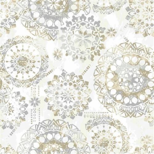 Roommates Tan & Blue Bohemian Peel & Stick Wallpaper Perspective: front