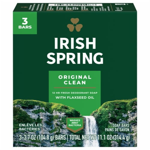 Irish Spring Bar Soap Original Scent Perspective: front