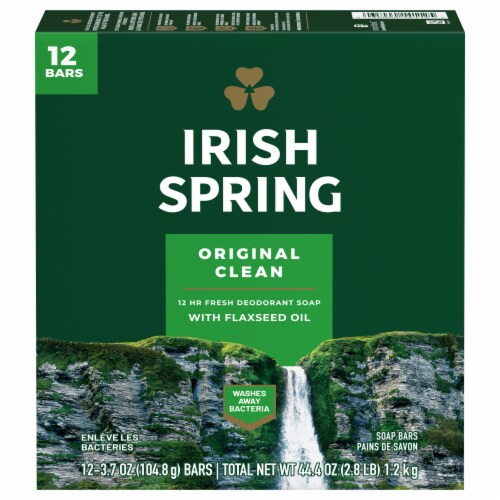 Irish Spring Bar Soap for Men, Original Clean Mens Bar Soap, 12 Pack, 3.7  Oz Soap Bars