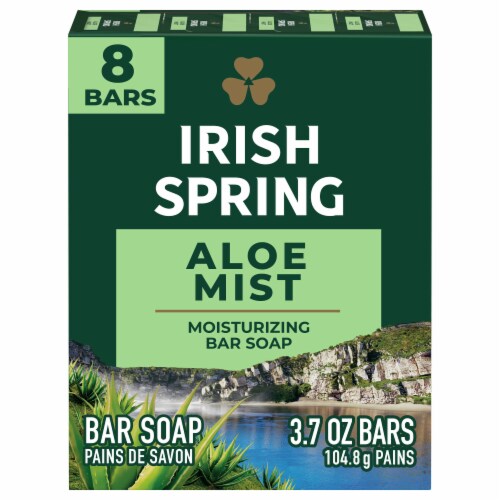 Irish Spring Aloe Mist Deodorant Bar Soap Perspective: front
