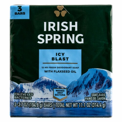 Irish Spring Icy Blast Bar Soap Perspective: front