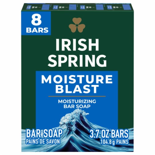 Irish Spring Moisture Blast Deodorant Bar Soap Perspective: front