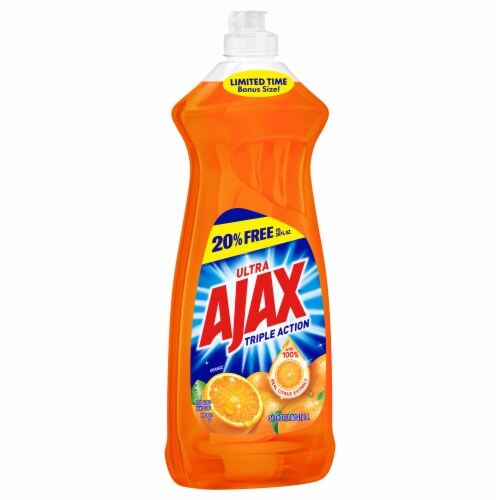 Ajax Triple Action Orange Liquid Dish Soap Perspective: front