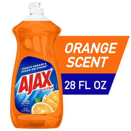 Ajax Ultra Triple Action Liquid Dish Soap Orange Perspective: front