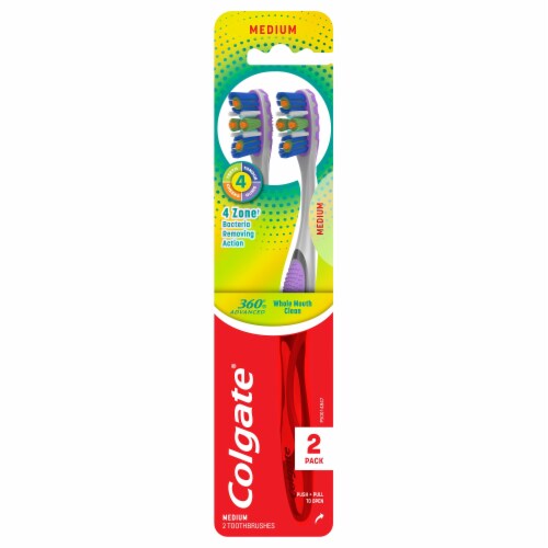 Colgate® 360® Advanced 4 Zone Whole Mouth Clean Medium Toothbrush Value Pack Perspective: front