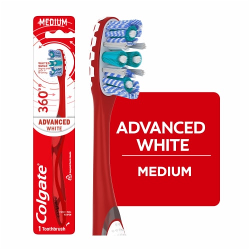 Colgate® 360® Advanced Optic White® Medium Toothbrush Perspective: front