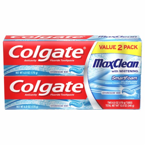Colgate MaxClean Effervescent Mint Smart Foam Toothpaste Perspective: front