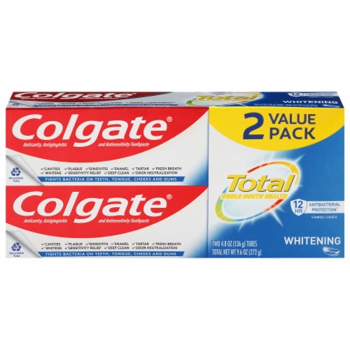 Colgate Total Whitening Toothpaste Value Pack Perspective: front
