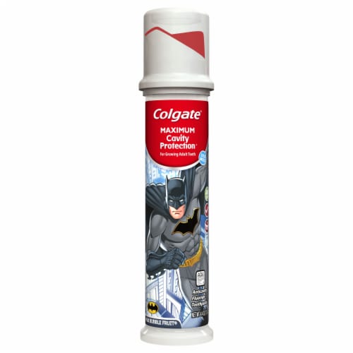 Colgate Maximum Cavity Protection Batman Kids Toothpaste Pump Perspective: front
