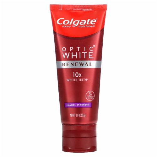 Colgate Optic White Renewal Teeth Whitening Enamel Strength Toothpaste Perspective: front