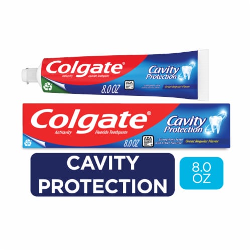 Colgate Cavity Protection Toothpaste with Fluoride in Regular Flavor Perspective: front