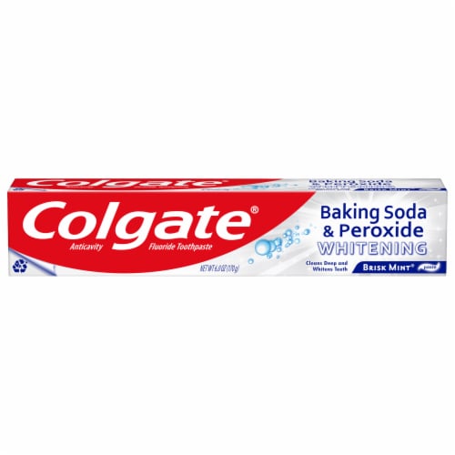 Colgate® Brisk Mint Flavored Baking Soda Peroxide Whitening Toothpaste Perspective: front