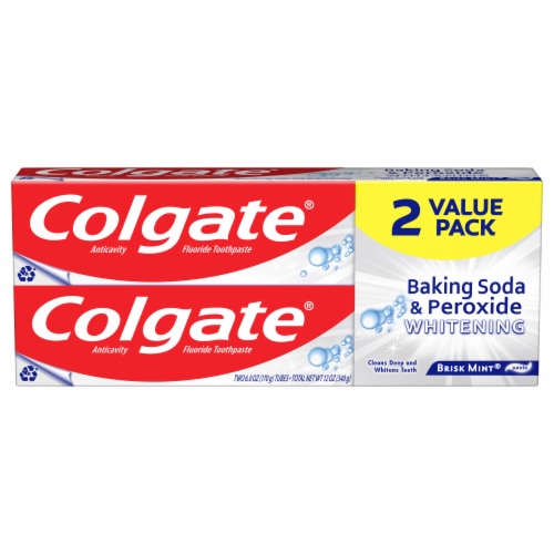 Colgate Baking Soda and Peroxide Whitening Brisk Mint Toothpaste Perspective: front