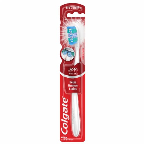 Colgate® 360® Optic White® Whitening Medium Toothbrush Perspective: front