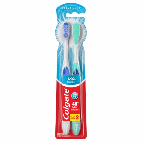 Colgate® 360® Enamel Health Sensitive Extra Soft Toothbrush Value Pack Perspective: front