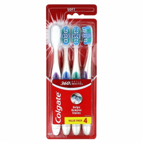 Colgate® 360® Optic White® Whitening Soft Toothbrush Value Pack Perspective: front