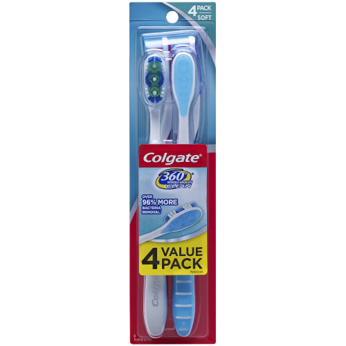 Colgate® 360 Whole Mouth Clean® Full Head Soft Manual Toothbrush Value Pack Perspective: front