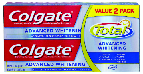 Colgate Total Advanced Whitening Stain Removal Toothpaste Twin Pack Perspective: front
