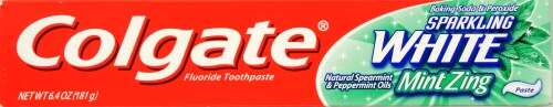 Colgate Sparkling White Mint Zing Toothpaste Perspective: front