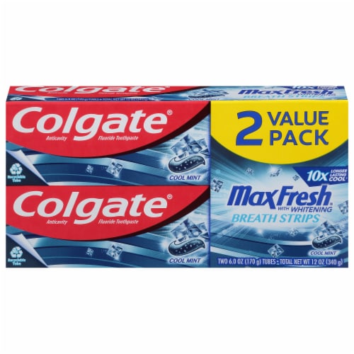 Colgate Max Fresh Cool Mint Whitening Toothpaste Value Twin Pack Perspective: front