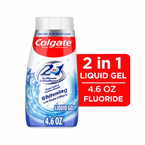 Colgate 2 in 1 Toothpaste and Whitening Mouthwash with Mint Flavor Perspective: front