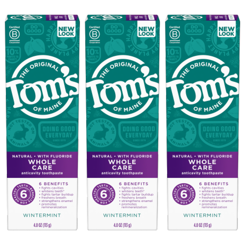 Tom's of Maine Whole Care Natural Toothpaste with Fluoride Wintermint Perspective: front