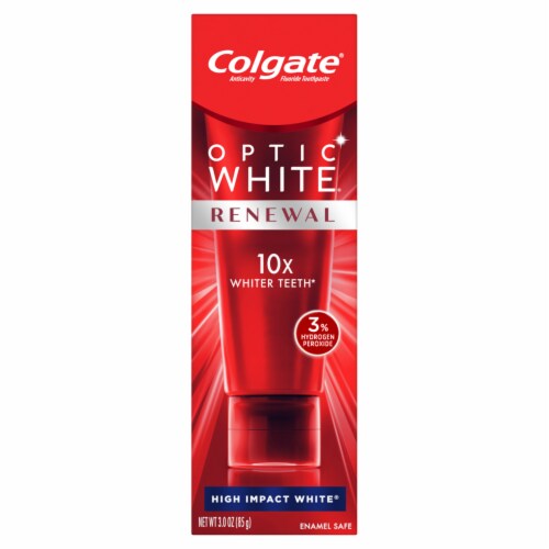 Colgate Optic White Renewal Whitening Toothpaste with Minty High Impact White Flavor Perspective: front