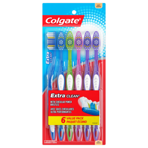 Colgate® Extra Clean™ Full Head Soft Toothbrush Value Pack Perspective: front
