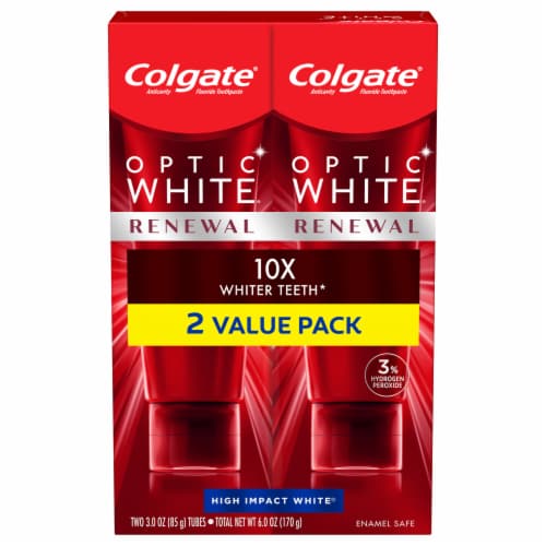 Colgate Optic White Renewal Teeth Whitening Toothpaste High Impact White Perspective: front