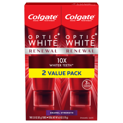 Colgate Optic White Renewal Enamel Strength Teeth Whitening Toothpaste Perspective: front