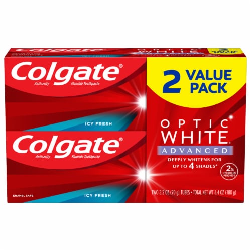 Colgate® Optic White® Advanced Icy Fresh Whitening Toothpaste Value Pack Perspective: front