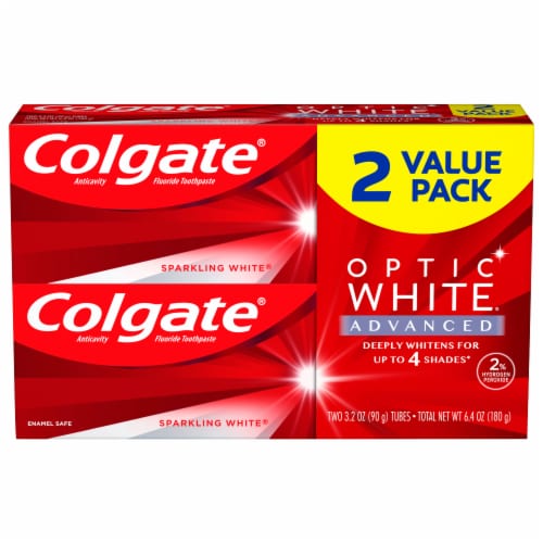 Colgate Optic White Advanced Sparkling White Teeth Whitening Toothpaste Perspective: front