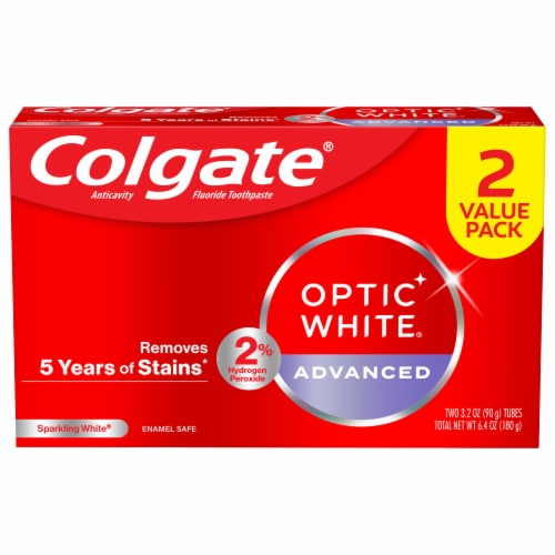 Colgate® Optic White Advanced Sparkling White Teeth Whitening Toothpaste Perspective: front