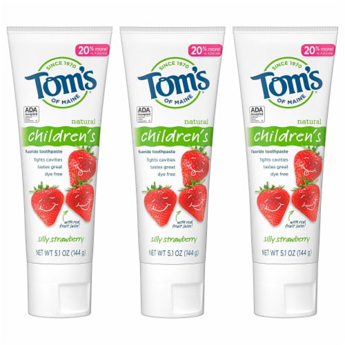 Tom's of Maine Kids Fluoride Natural Toothpaste Silly Strawberry Perspective: front