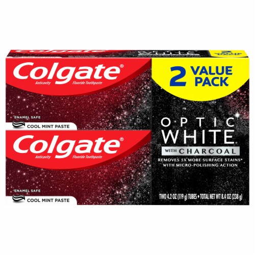 Colgate Optic White with Charcoal Cool Mint Striped Paste Teeth