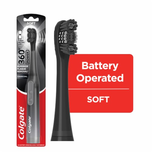 Colgate® 360® Charcoal Soft Sonic Powered Battery Toothbrush Perspective: front