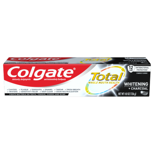 Colgate Total Whole Mouth Health Whitening + Charcoal Toothpaste Perspective: front