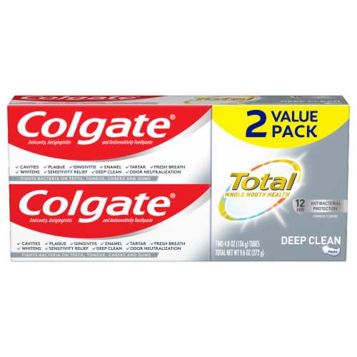 Colgate Total Deep Clean Toothpaste Value Pack Perspective: front