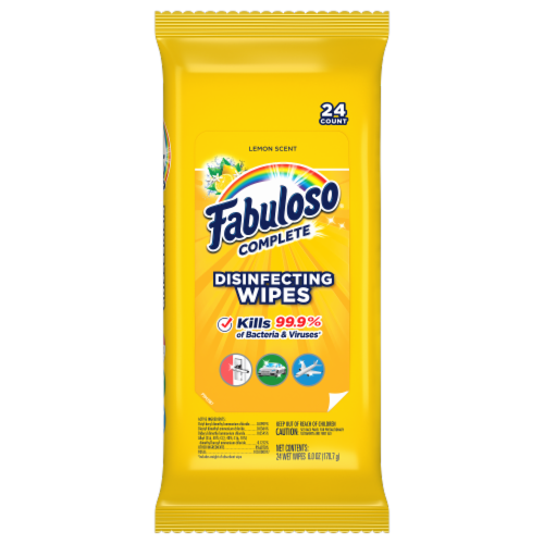 Fabuloso Complete Lemon Scent Disinfecting Wipes Perspective: front
