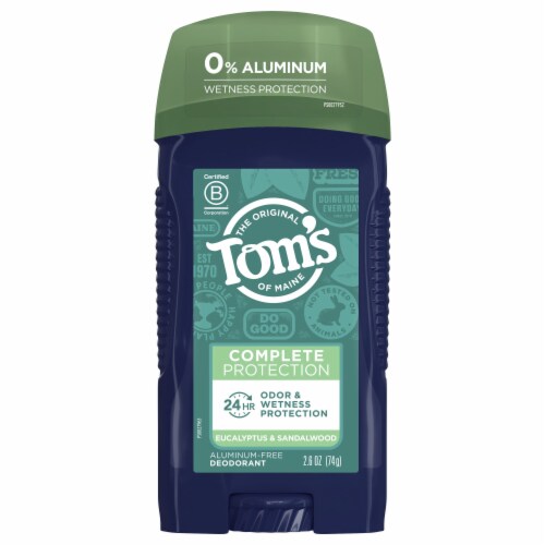 Tom's of Maine Complete Protection Aluminum-Free Natural Deodorant for Men Eucalyptus & Sandalwood Perspective: front
