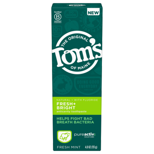 Tom's of Maine PureActiv Fresh + Bright Anticavity Toothpaste Fresh Mint Perspective: front