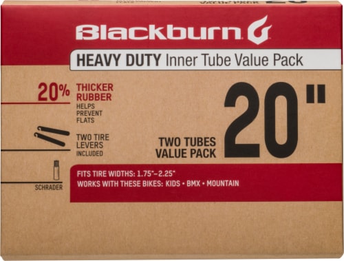 Blackburn 20-Inch 1.75-2.25 Two Tubes Width Heavy Duty Bike Inner Tube Value Pack Perspective: front
