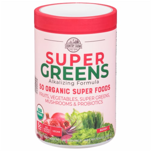 Country Farms Super Greens Berry Raw Super Food Blend Perspective: front