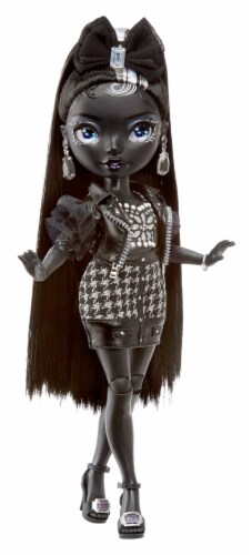 Rainbow High Shadow Series 1 Shanelle Onyx- Grayscale Fashion Doll. 2 Black Designer Outfits Perspective: front