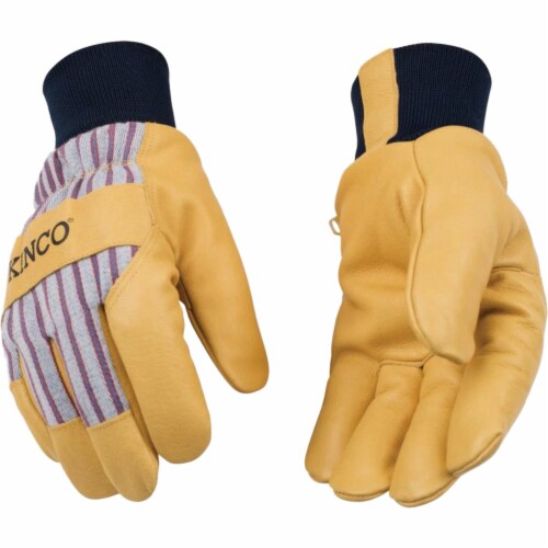 Kinco Otto Striped Men's Large Pigskin Leather Palm Thermal Insulated Work Glove Perspective: front