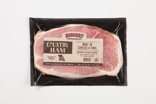 Burgers Smokehouse Economy Bone-In Sliced Country Ham 21oz Perspective: front